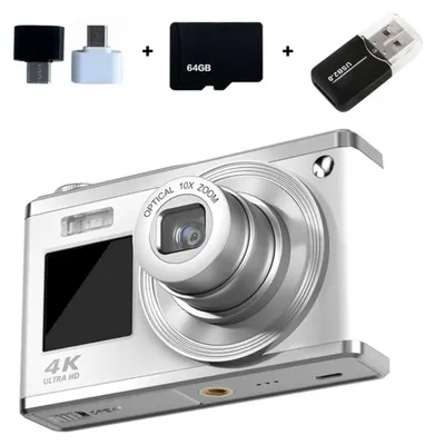 Produktbild von Digitalkamera - CCD 60 MP 4K - Sensor 0,91 cm - 64 GB Speicherkarte - USB-Kartenleser - Android OTG - Ohne Bildstabilisierung - Weiß