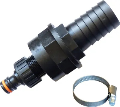 Produktbild von stabiler Schlauchadapter Schlauchverbinder kompatibel Gardena Stecksystem auf 32 mm Poolschlauch mit Schlauchschelle
