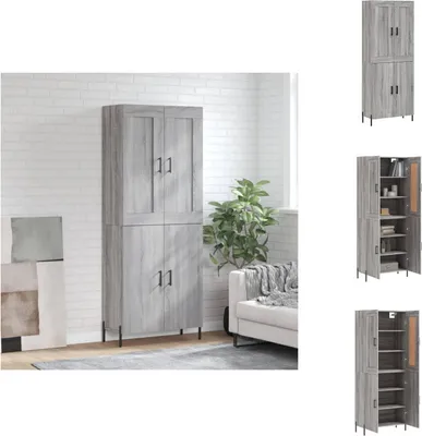 Immagine prodotto di vidaXL Credenza Grigio Sonoma 69,5x34x180 cm Materiale a base di legno - Credenze