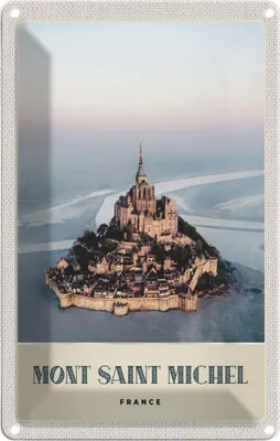 Produktbild von vianmo Blechschild 18x12 cm Mont Saint Michel Frankreich Stadt Abenteuer Reisen Urlaub