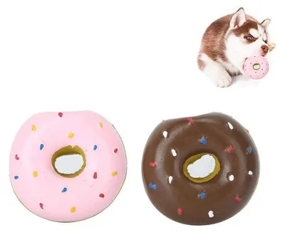 Immagine prodotto di Giocattoli per cani, 2 pezzi, forma a ciambella, in lattice, ideali per cuccioli, da masticare e interattivi