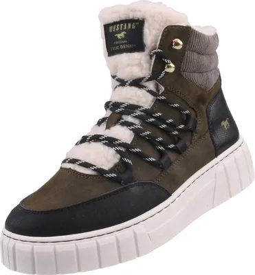 Produktbild von Mustang Damen High-Top Sneaker gefüttert Grün/Schwarz