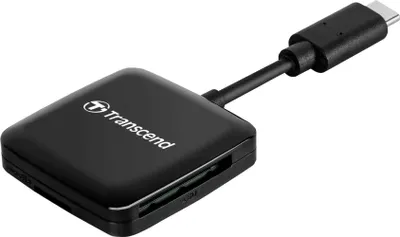 Obrázek produktu pro Transcend RDC3, MicroSDHC, MicroSDXC, SDHC, SDXC, Černá, CE/FCC/BSMI/KC/RCM/EAC, USB 3.2 Gen 1 (3.1 Gen 1) Type-C, 115 mm, 30 mm