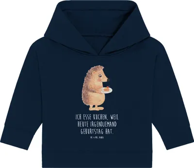 Produktbild von Mr. & Mrs. Panda Organic Baby Hoodie Igel Kuchenstück 12. - 18. Monat - French Navy - Geschenk, Kapuzensweatshirt, Torte, Backen, Kapuzenshirt, Geburtstagskuchen, Kuchen