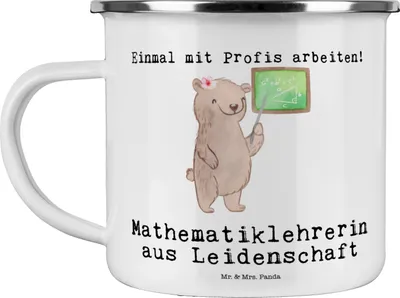 Produktbild von Mr. & Mrs. Panda Pott Mathematiklehrerin Leidenschaft - Weiß - Geschenk, Lustig, Referendariat, Spruch, Haferl, Teetasse, Emaille Becher, Witzig, Tasse