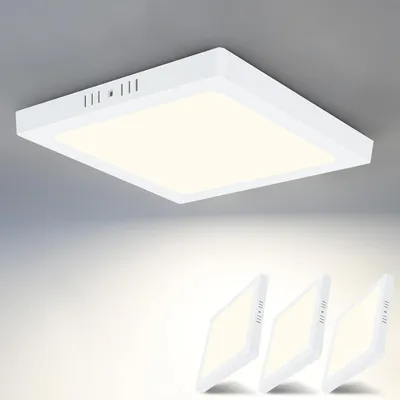 Produktbild von ZMH LED-Deckenleuchte Flache-3er Pack Moderne Lampe Weiß Quadratische Lampe Neutralweiß 4000 K 18 W IP44 Küche Büro Wohnzimmer Flur
