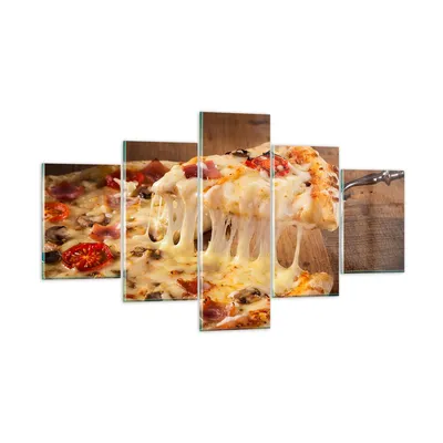 Produktbild von Bilder auf glas - Pizza Käse Tomaten - 125x70cm - Glasbilder - Wandbilder - Kunstdruck - zum Aufhängen bereit - Wanddekoration aus Glas - Glas Bilder - Wandbild auf Glas - 5 Teile - GEA125x70-3784