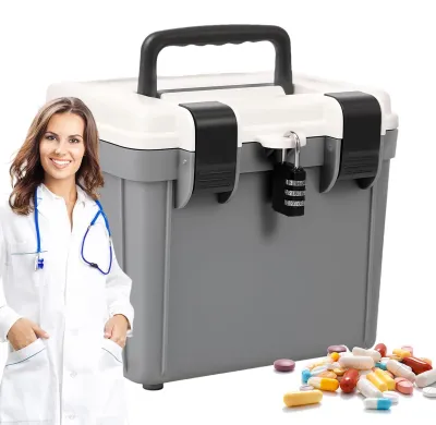 Imagen del producto de Caja de almacenamiento de medicamentos con cierre y compartimentos ajustables