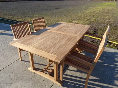 Produktbild von Teak Gartentisch Ausziehbar 180-240 x 100 cm Massivholz - Rechteckiger Esstisch Garten Terrasse , Höhe 78 cm
