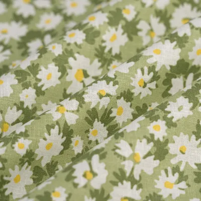 Productafbeelding van Katoenen canvas, motief: margrietjes, breedte: 150 cm, gecertificeerd volgens