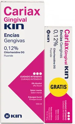 Produktbild von Kin Cariax Zahnfleisch-Mundwasser 500 ml + Zahnpasta 75 ml