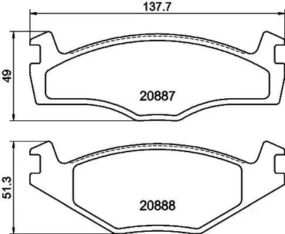 Produktbild von HELLA 8DB 355 017-501 - OE 171698151G Bremsbeläge für Cordoba (6K), Ibiza (6K), Polo (80, 86C)