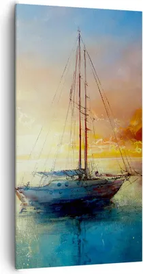 Produktbild von Bild auf Leinwand - Leinwandbild - Einteilig - Segelboot Westen die Sonne - 65x120cm - Wand Bild - Wanddeko - Wandbilder - Leinwanddruck - Bilder - Wanddekoration - Leinwand bilder - PA65x120-4145