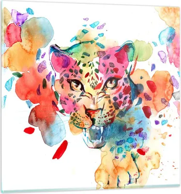Produktbild von Bilder auf glas - Farbe Konzept Katze - 30x30cm - Glasbilder - Wandbilder - Kunstdruck - zum Aufhängen bereit - Wanddekoration aus Glas - Glas Bilder - Wandbild auf Glas - Einteilig - GAC30x30-3068
