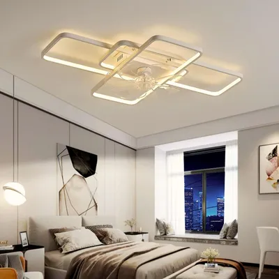 Image de Ventilateur de plafond avec éclairage - Blanc, diamètre 72 cm - 80W LED, variateur d'intensité - Moteur silencieux - Convient pour le salon et la chambre