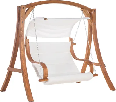 Produktbild von BELIANI Hollywoodschaukel beige Lärchenholz Sonnendach Outdoor Terrasse