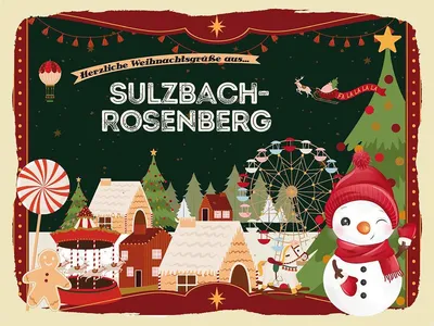 Produktbild von vianmo Holzschild 30x40 cm Weihnachten Grüße SULZBACH-ROSENBERG