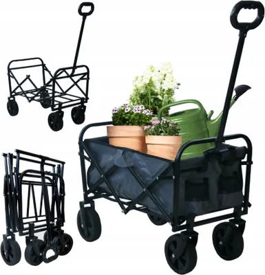 Immagine prodotto di BDW, carrello a mano, carrello da spiaggia, carrello da trasporto pieghevole, 120 l, grigio, 45x60x16cm
