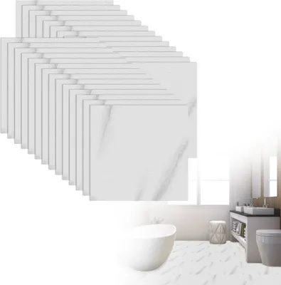 Obrázek produktu pro LZQ Samolepicí vinylová dlažba, design "peel and stick", 30x30 cm, do kuchyně, obývacího pokoje a koupelny, 27 kusů (2,51 m²), vzhled šedého mramoru