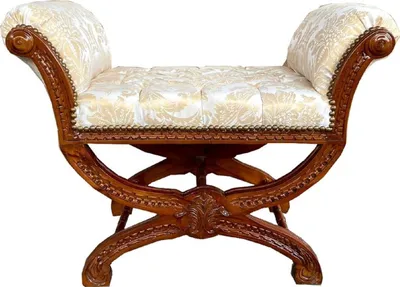 Produktbild von Casa Padrino Barock Sitzhocker Weiß / Gold / Braun - Handgefertigter Antik Stil Hocker mit elegantem Muster - Schemel im Barockstil - Barock Hocker Möbel
