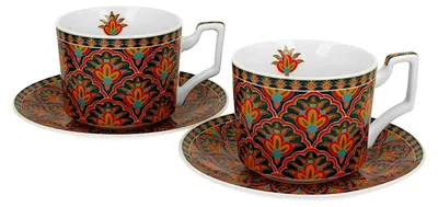 Produktbild von DUO GEOMETRIC 2er-Set Luxus Tassen 250 ml FESTUM, mit Untertassen, New Bone China Porzellan