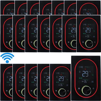 Zdjęcie produktu dla Cyfrowy termostat WiFi 20x – inteligentny termostat pokojowy do elektrycznego ogrzewania podłogowego z ekranem dotykowym VA, regulowanym pokrętłem oraz programowaniem tygodniowym 5+1+1