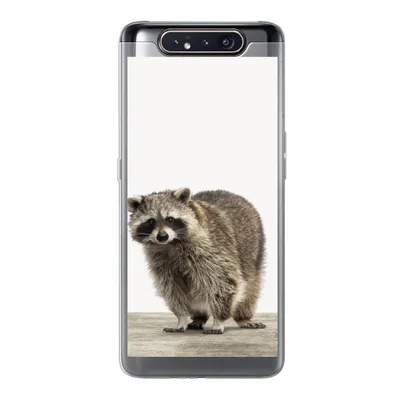 Produktbild von MuchoWow® Handyhülle Schutzhülle Hülle für Samsung Galaxy A80 Waschbär - Tiere - weißer Hintergrund - Jungen - Mädchen - Kinder Silikon Softcase Handy Hülle - Schutzdeckel