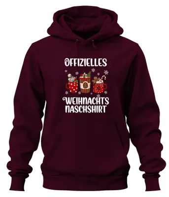 Zdjęcie produktu dla Christmas Snacking Sloth Funny - Prezent Świąteczny Bluza Uni z kapturem, Bordowy, L