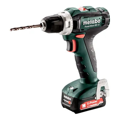 Obrázok produktu pre Metabo PowerMaxx BS 12 Set, Elektrický skrutkovač, Rukoväť, 1400 ot/min, 1 cm, 1,8 cm, 17 Nm