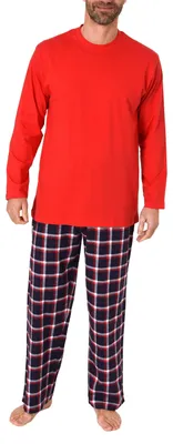 Produktbild von Herren Schlafanzug lang, Pyjama mit Flanell-Hose in Karo-Optik ; rot , 54