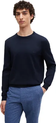 Produktbild von Hugo Boss Pullover Rundhals dunkelblau einfarbig Wolle