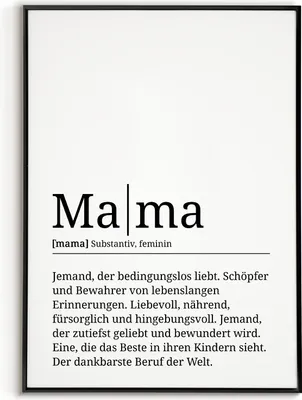 Produktbild von Mama Poster Definition - Muttertag Geschenk Wandbild Wohnzimmer Wanddeko – A3 (29.7x42cm) / schwarzer Bilderahmen