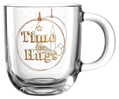 Produktbild von LEONARDO Tasse STELLA 400 ml gold 'Time for Hugs', Einzelbild, 0,4 l, Gold, Transparent, Glas, Tasse, Universal