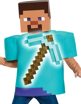 Produktbild von Minecraft Steve Kostümset mit Hacke für Kinder - Einheitsgröße