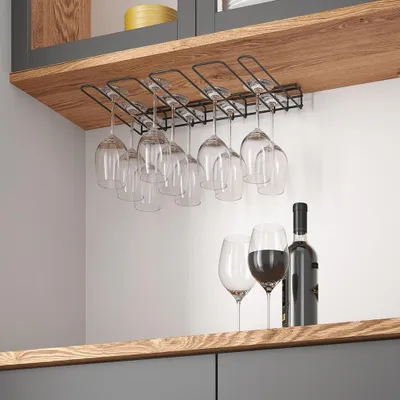 Produktbild von Metaltex weinglashalter hängend - Schwarz - Wandmontage