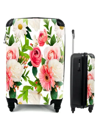 Produktbild von MuchoWow® Koffer Handgepäck Trolley Rollkoffer Kleine Reisekoffer mit 4 Rollen - Blumen - Muster - Rosen - Cabin Size < 55x40x23 cm & 55x40x20 cm - Fotokoffer - Kabinenkoffer - Boardgepäck - Reise-Box - Reisekoffer - Reisegepäck - Koffer mit Bild - Trolley für Kinder