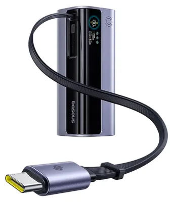 Image de Batterie externe Baseus EnerGeek GR11, 10000 mAh, 100W, avec câble intégré, couleur gris