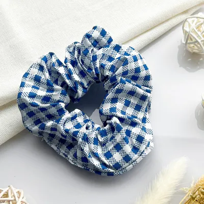 Image de Chouchou classique en coton vichy bleu ciel clair