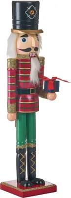 Produktbild von BELIANI Nussknacker-Figur rot Kiefernholz handgefertigte Weihnachtsdeko