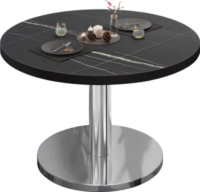 Produktbild von BN | Bistro Loungetisch | Ø:H 60 x 36 cm | Schwarzer Rand | Schwarz Marmor / Edelstahl | Bistrotisch Loungetisch