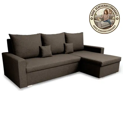 Produktbild von KomfortWelt24 Ecksofa mit Schlaffunktion und praktischem Bettkasten - Bequemer Eckcouch 216x134 cm L-Form MONDO Cappuccino