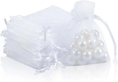 Produktbild von Famanu Organza Geschenkbeutel 7x9 cm - 50 Stück in Weiß