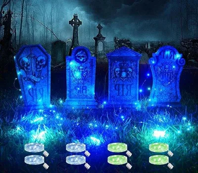 Produktbild von Halloween-lichtketting für Außen - Halloween-Grafsteine mit grünem Licht - Halloween-Beleuchtung für die Grabstätte - Wasserfeste Halloween-Außendeko - Halloween-Zombie-Beleuchtung - Halloween-Gräberlicht - Halloween-Lichterketten für Außen