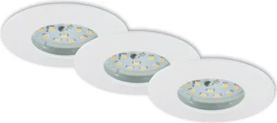 Image de Lampe LED encastrée BRILONER LEUCHTEN ATTACH ONE, 5 W, 400 lm, IP44, blanc, plastique, set de 3, Ø 7,5 cm