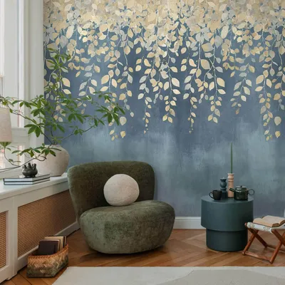 Productafbeelding van Profhome 791442-GU Fotobehang floral mat blauw duifblauw 1,59 m x 2,8 m