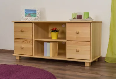 Produktbild von TV-Unterschrank Kiefer Vollholz massiv natur 002 - Abmessung 55 x 118 x 47 cm  (H x B x T)