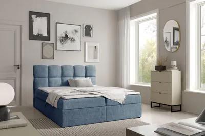 Obrázek produktu pro Kontinentální postel 180x200 KLONDIKE - modrá + topper