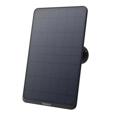 A black solar panel with a mounting bracket attached to the side, shown against a white background.