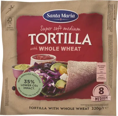 Produktbild von Santa Maria Whole Wheat Tortilla nach mexikanischer Art 320g