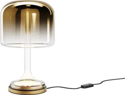 Produktbild von Tischlampe Metall Glas LED dimmbar D: 18 cm 28 cm in Gold rund 3000 K warmweiß 1600 lm Modern Tischleuchte